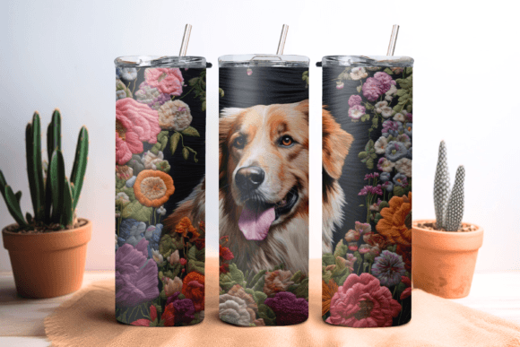 Embroidery Dog Tumbler Wrap