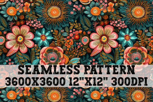 Floral Embroidery Scene Seamless Pattern Review