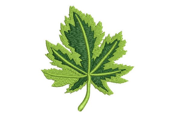 Nature-Inspired Green Leaf Embroidery Design